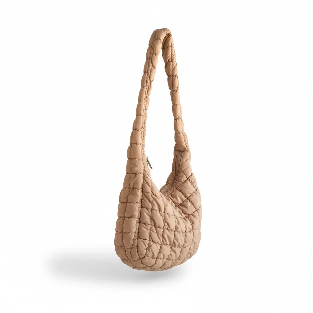 Boutique. Tan Quilted Hobo Bag